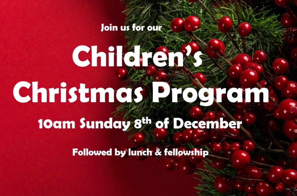 Join us for our Children's Christmas Program 
10am Sunday 8th December
(Photo by Toni Cuenca on Unsplash)