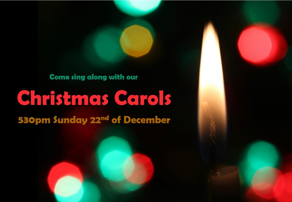 Come sing along with our
Christmas Carols 
530pm Sunday 22nd December
(Photo by D A V I D S O N L U N A on Unsplash)